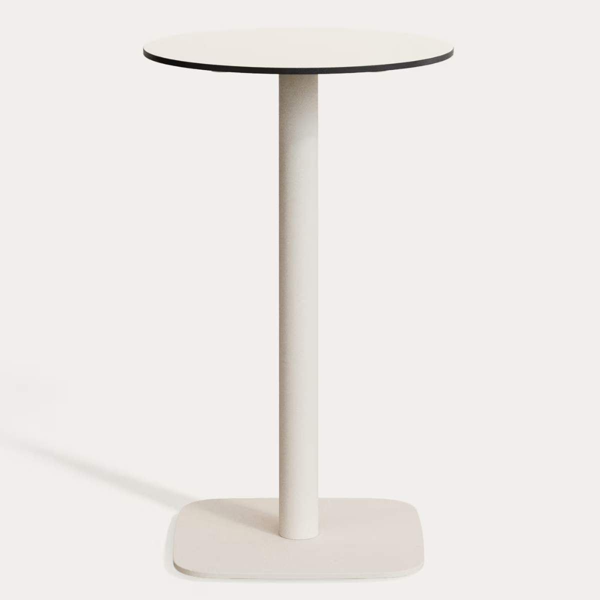 Kave Home Dina high round outdoor table in white with metal leg in a painted white finish, Ø 60 x 96 cm