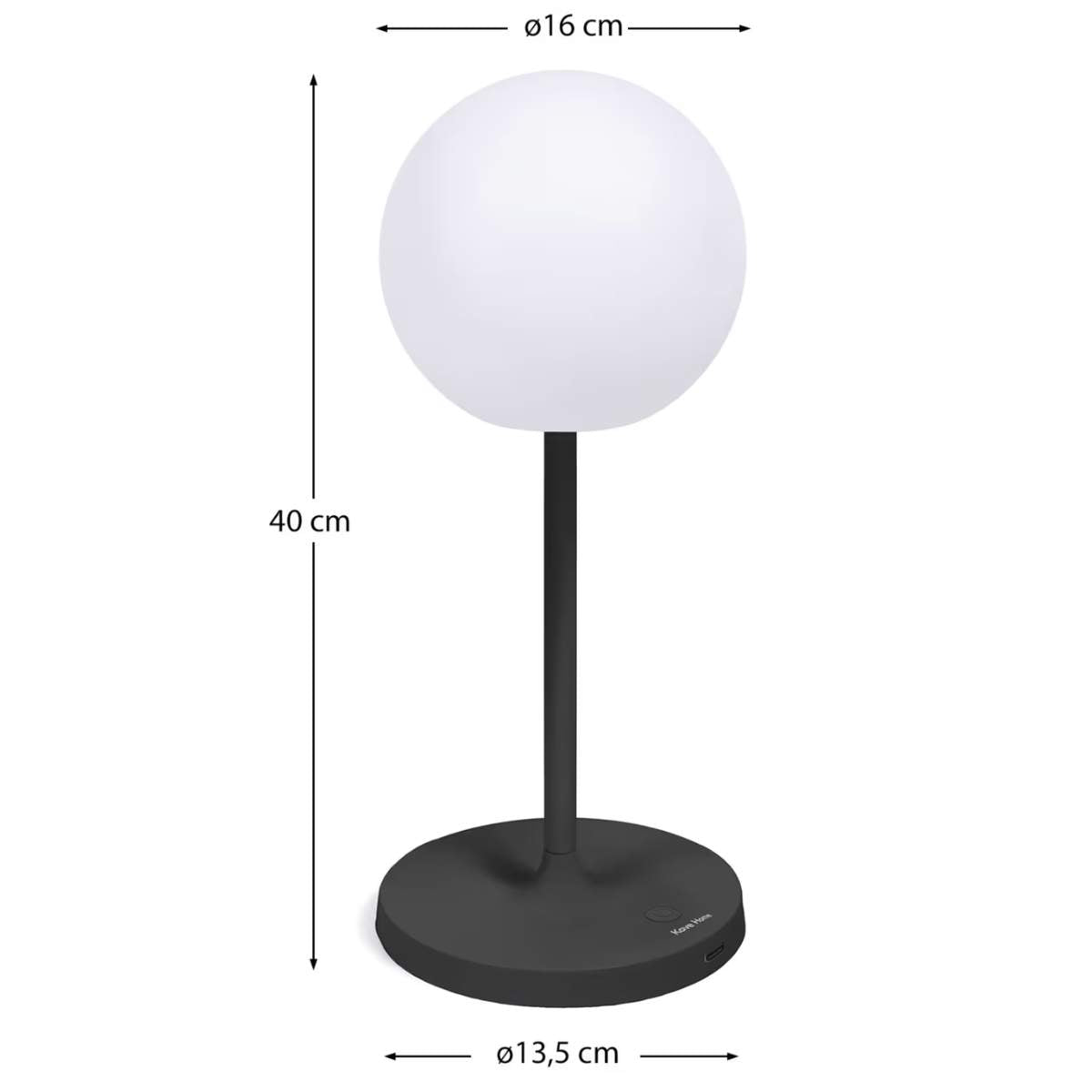 Kave Home Dinesh outdoor table lamp in grey aluminium 40 cm
