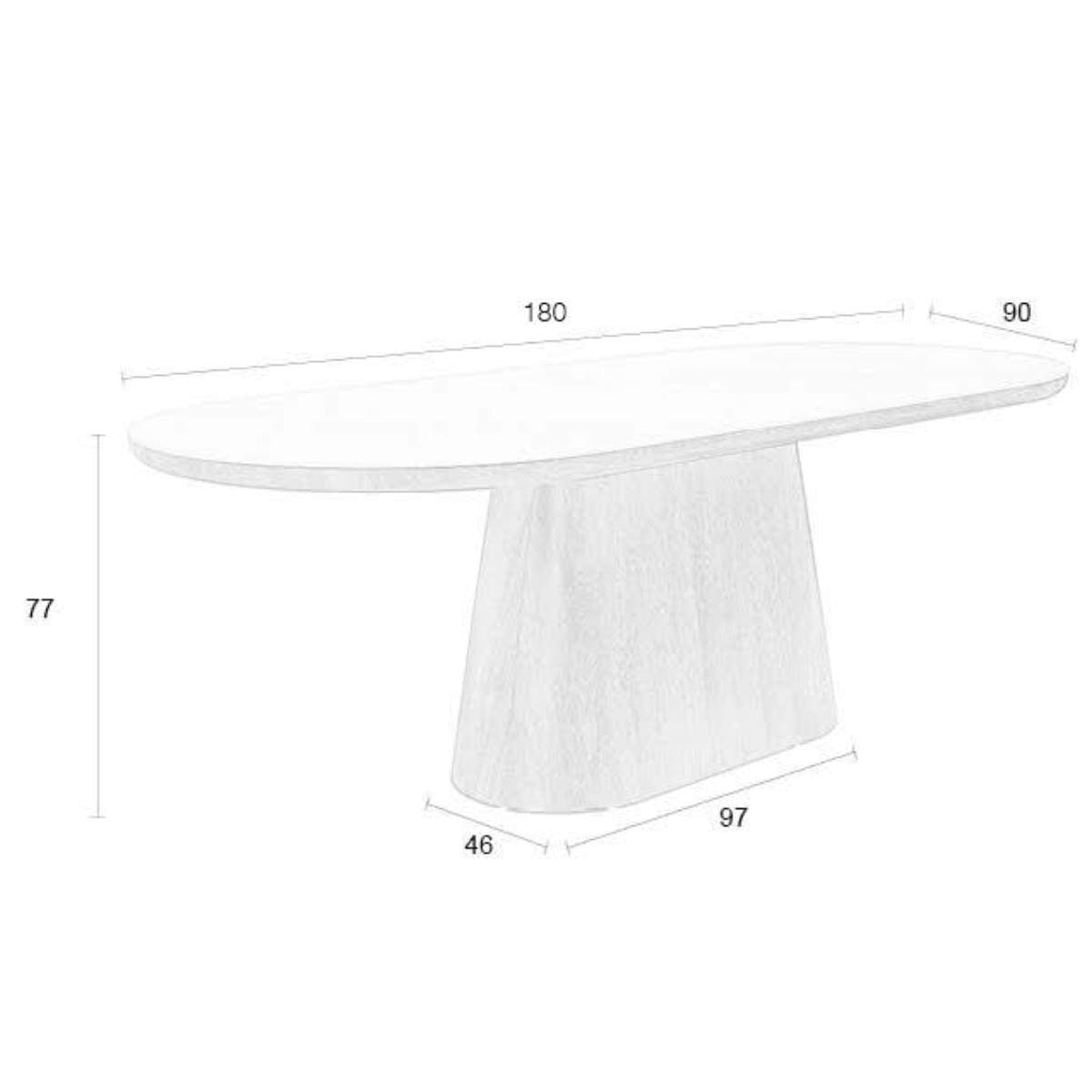 Beau&Co Dining Table Almira Oval 180