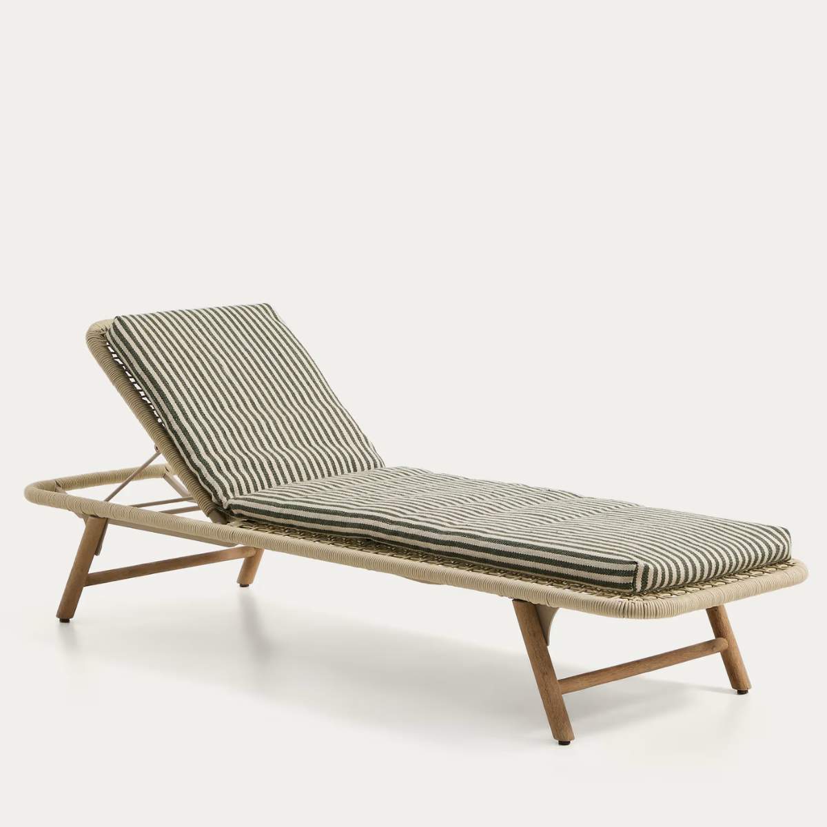 Kave Home Dirome orange striped 100% PET sun lounger cushion 50 x 175cm