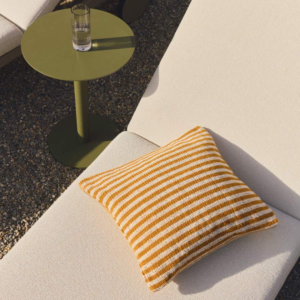 Kave Home Dirome yellow striped 100% PET cushion cover 45 x 45 cm