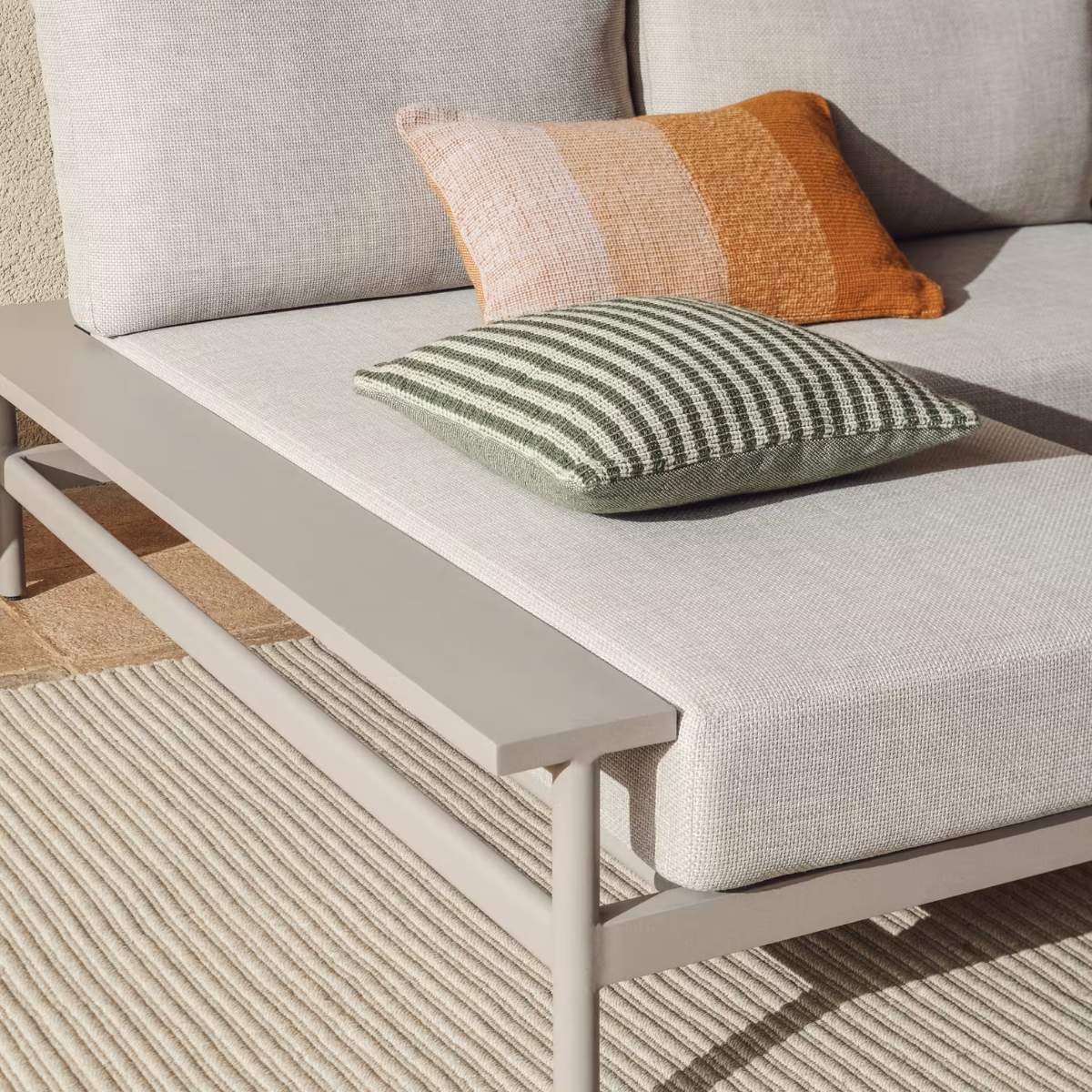 Kave Home Dirome yellow striped 100% PET cushion cover 45 x 45 cm