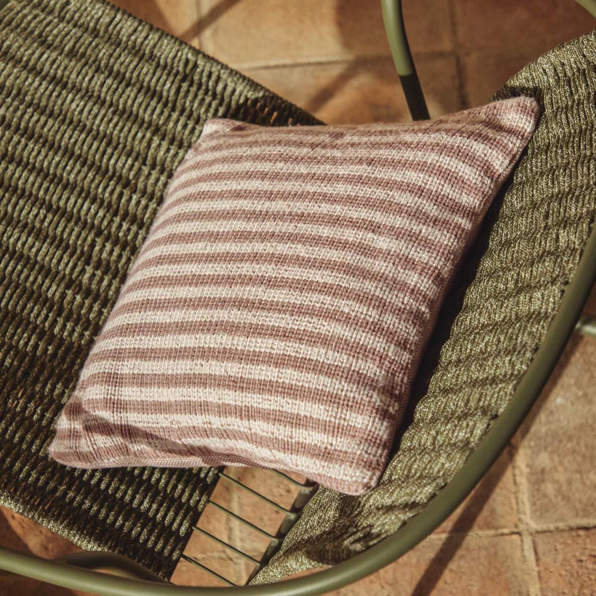 Kave Home Dirome yellow striped 100% PET cushion cover 45 x 45 cm