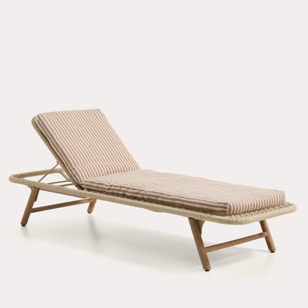 Kave Home Dirome orange striped 100% PET sun lounger cushion 50 x 175cm