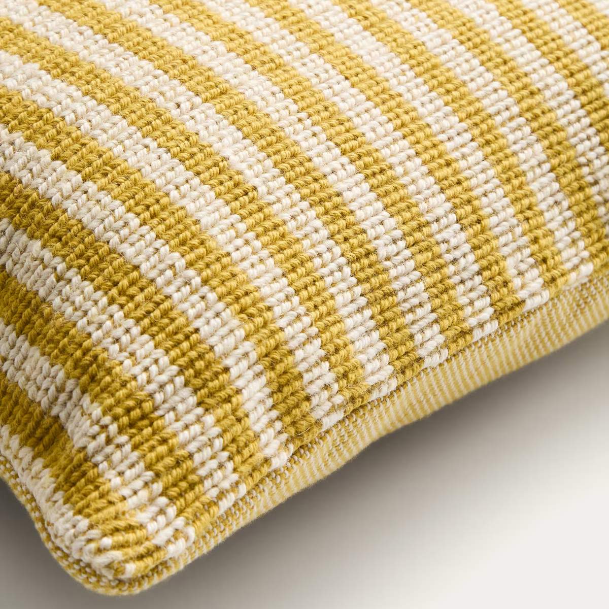 Kave Home Dirome yellow striped 100% PET cushion cover 45 x 45 cm