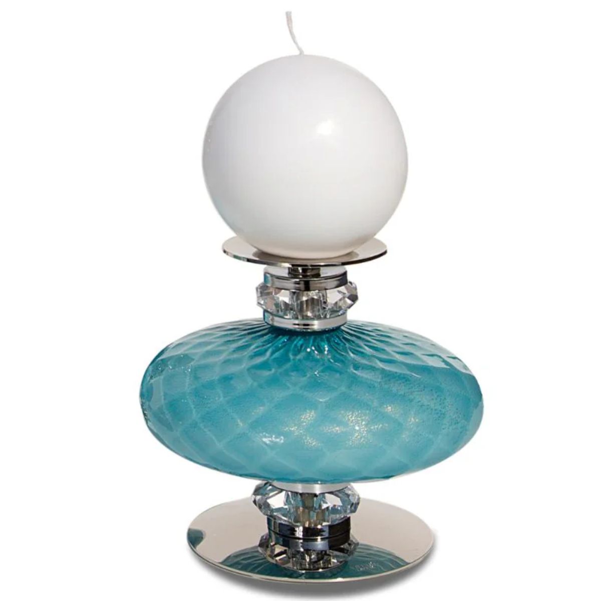 Villari Diva Audrey Candle Holder - Pearl Grey & Turquoise