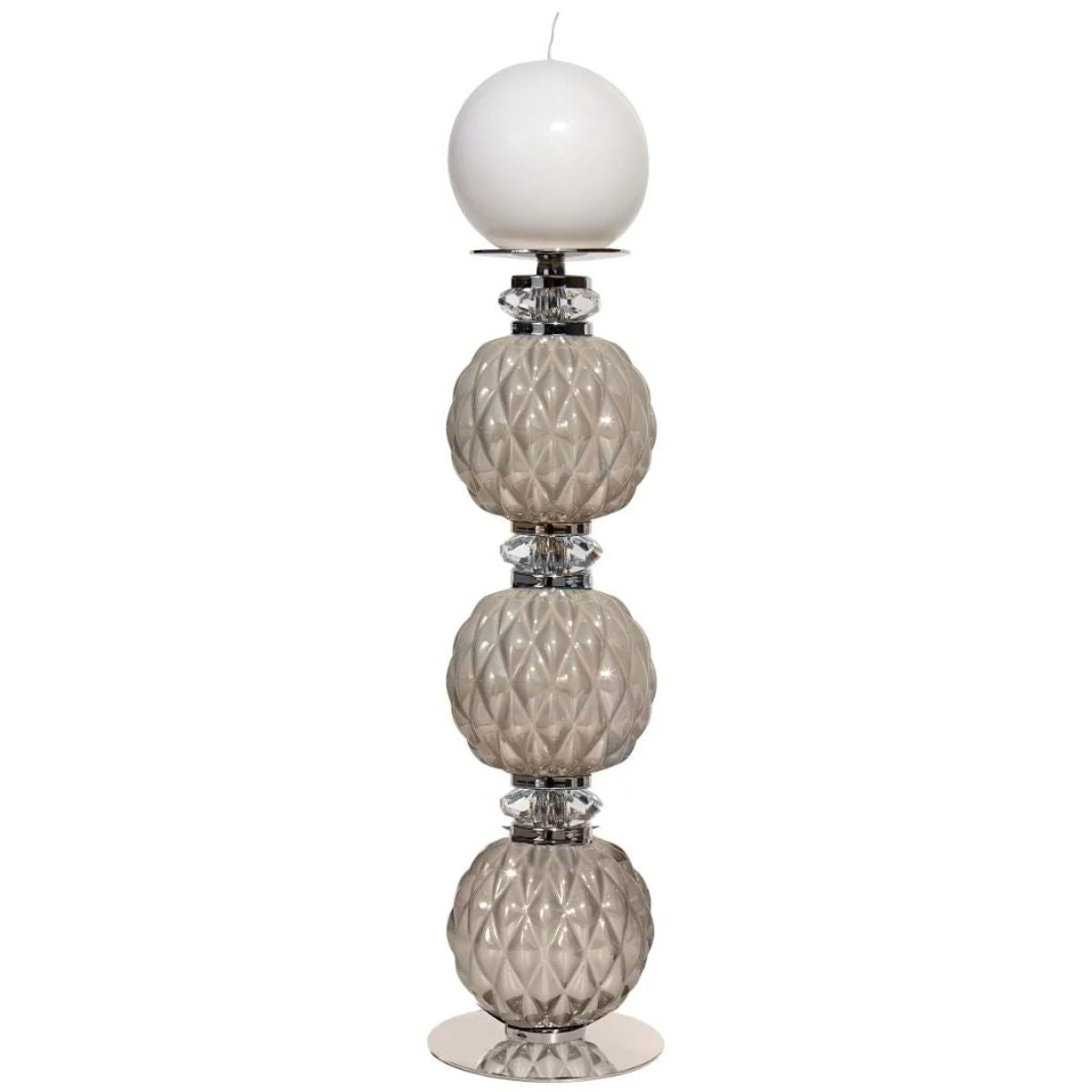 Villari Diva Patty Large Candle Holder - Pearl Grey
