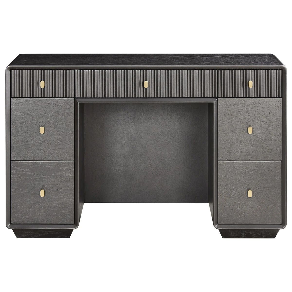 Beaumonde Home Dorsino Brown Grey Wood Veneer Seven Drawer Dressing Table