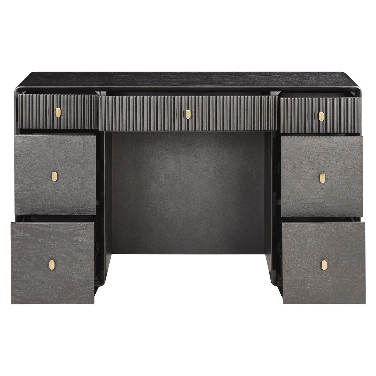Beaumonde Home Dorsino Brown Grey Wood Veneer Seven Drawer Dressing Table