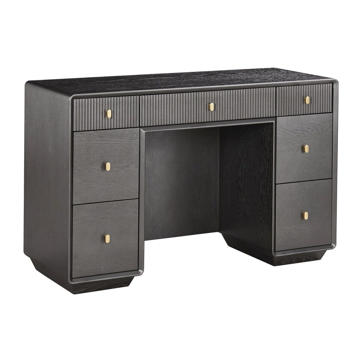 Beaumonde Home Dorsino Brown Grey Wood Veneer Seven Drawer Dressing Table