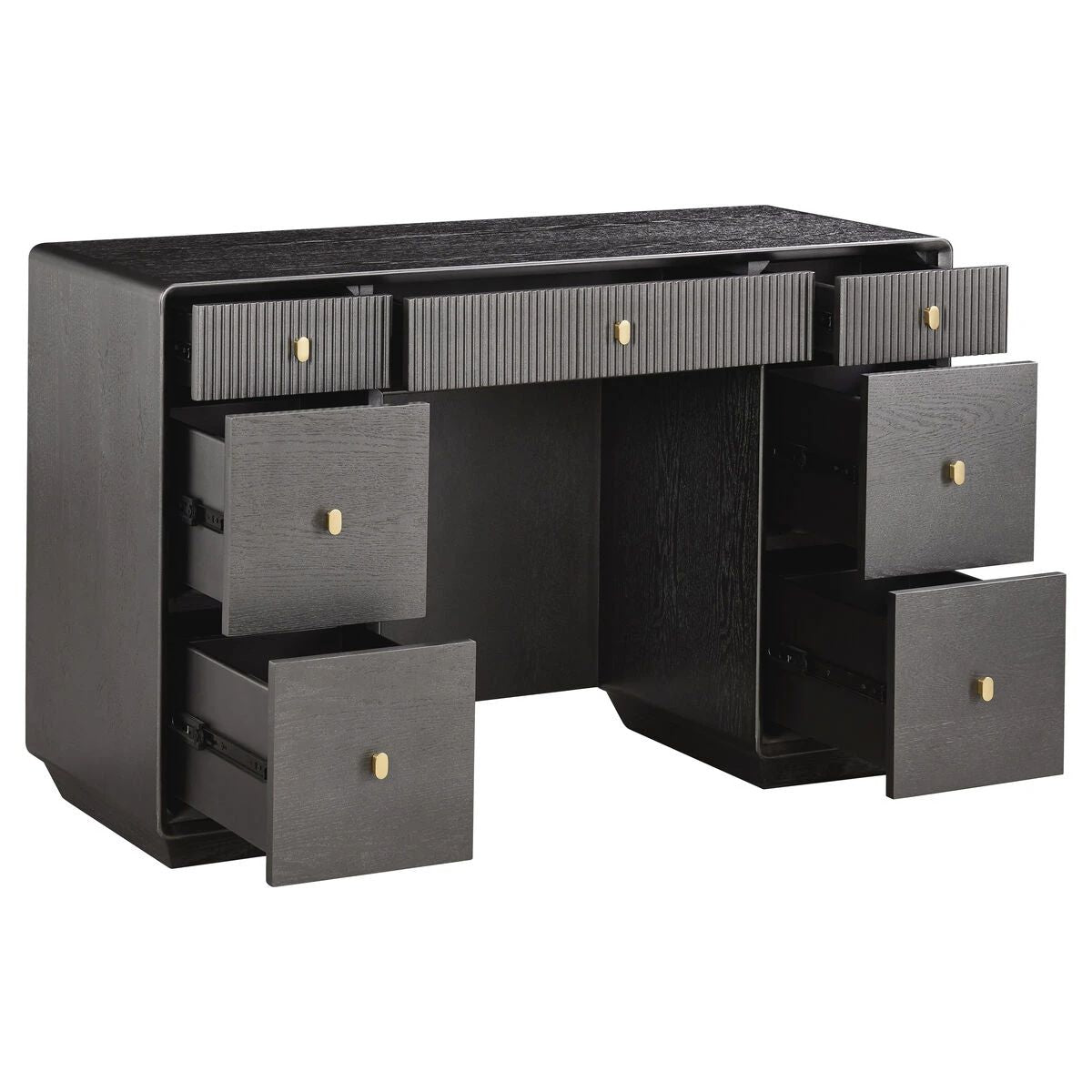 Beaumonde Home Dorsino Brown Grey Wood Veneer Seven Drawer Dressing Table