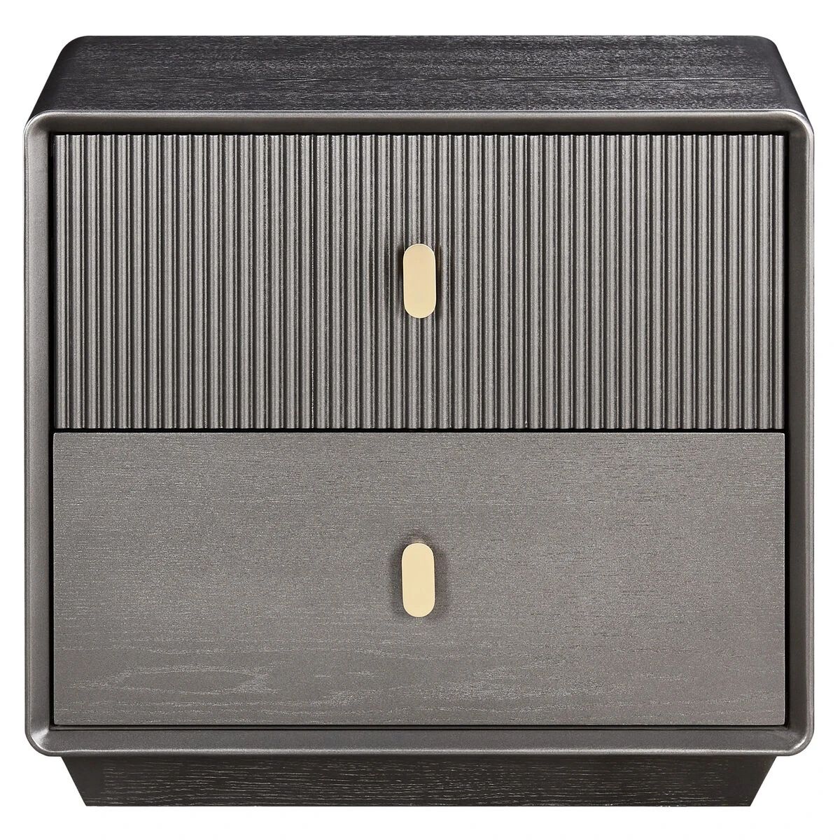 Beaumonde Home Dorsino Brown Grey Wood Veneer Two Drawer Bedside Table