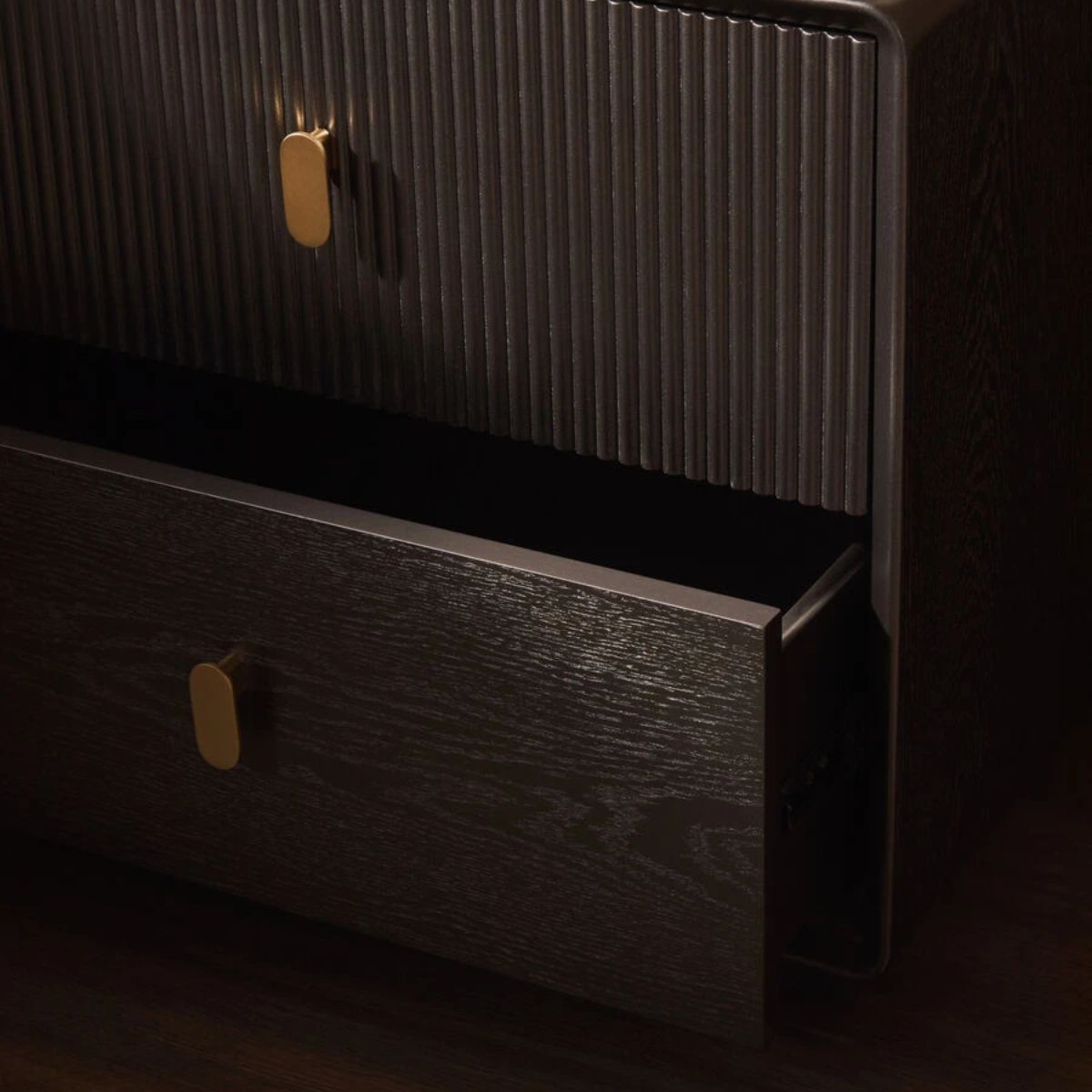 Beaumonde Home Dorsino Brown Grey Wood Veneer Two Drawer Bedside Table