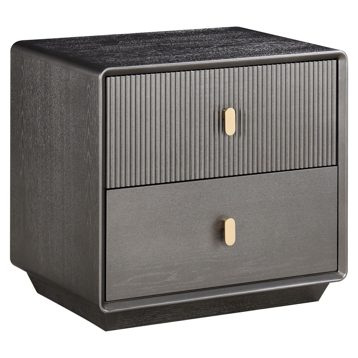 Beaumonde Home Dorsino Brown Grey Wood Veneer Two Drawer Bedside Table