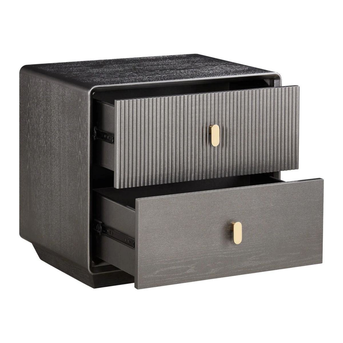Beaumonde Home Dorsino Brown Grey Wood Veneer Two Drawer Bedside Table