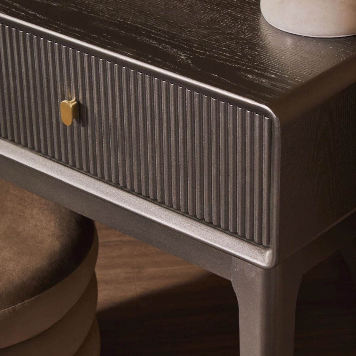 Beaumonde Home Dorsino Brown Grey Wood Veneer Two Drawer Dressing Table