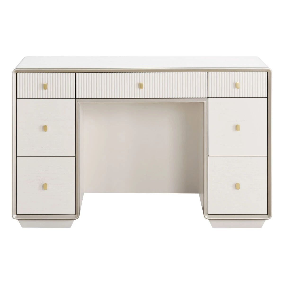 Beaumonde Home Dorsino Ivory Wood Veneer Seven Drawer Dressing Table