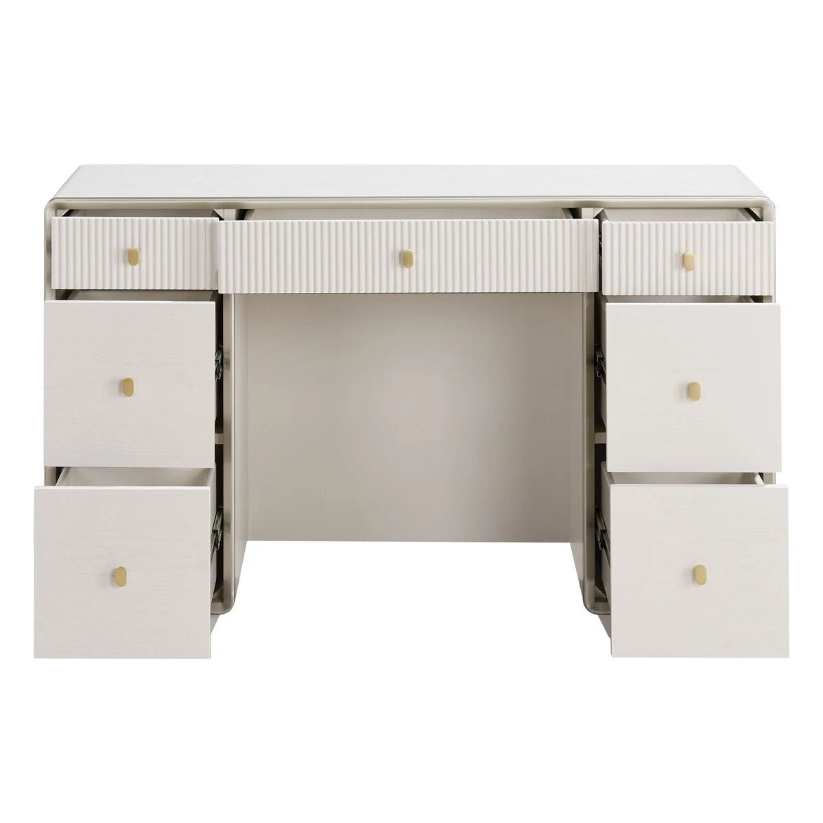 Beaumonde Home Dorsino Ivory Wood Veneer Seven Drawer Dressing Table