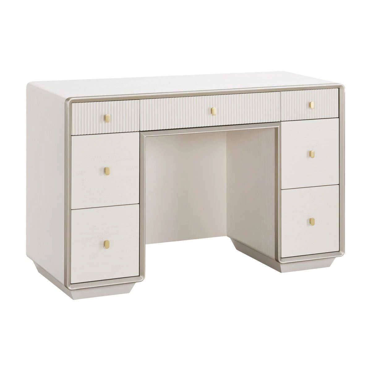 Beaumonde Home Dorsino Ivory Wood Veneer Seven Drawer Dressing Table