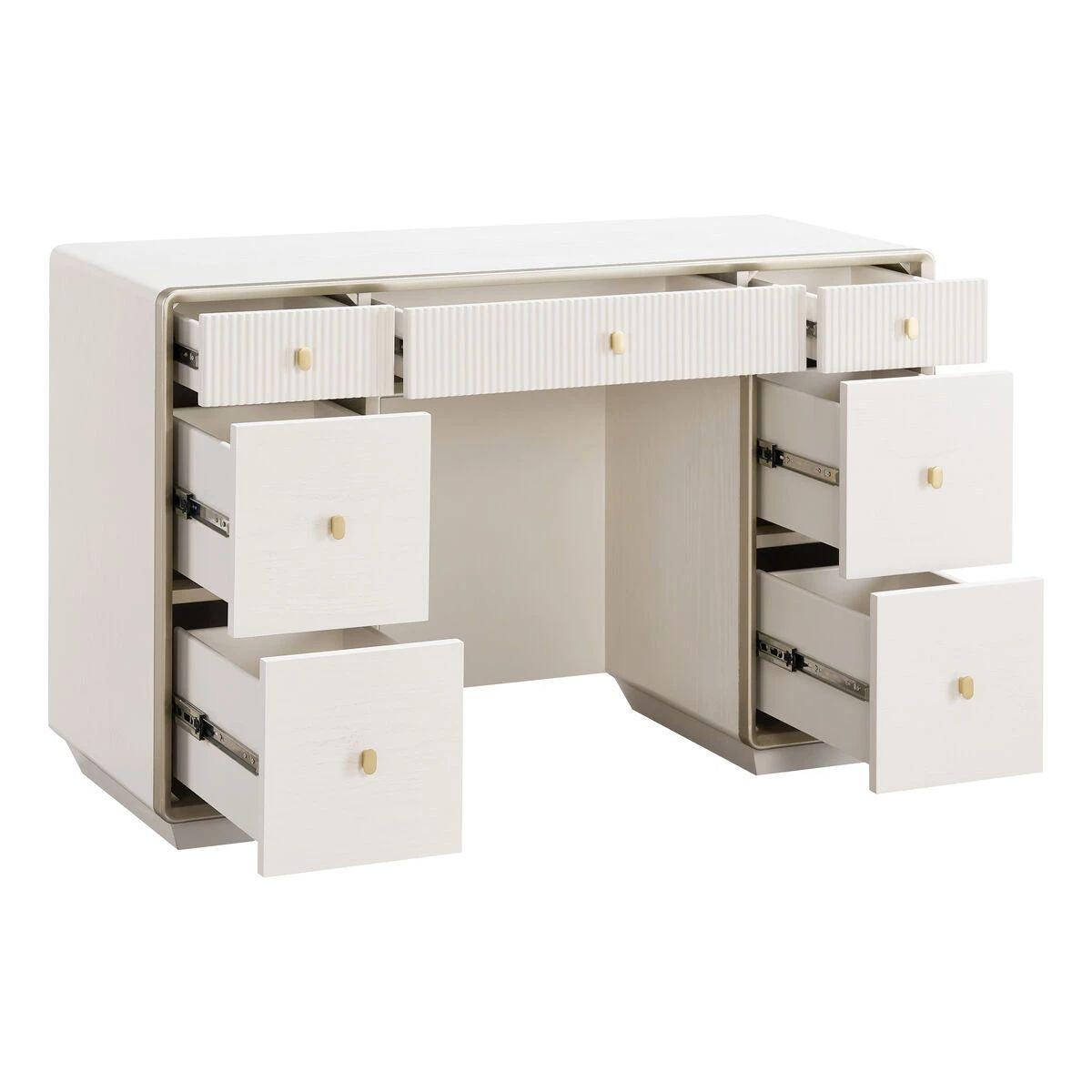 Beaumonde Home Dorsino Ivory Wood Veneer Seven Drawer Dressing Table