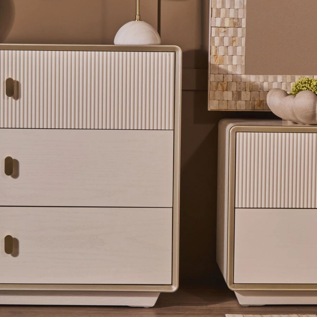 Beaumonde Home Dorsino Ivory Wood Veneer Three Drawer Chest