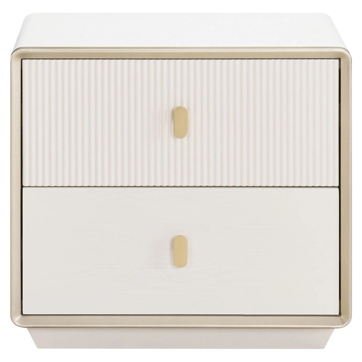 Beaumonde Home Dorsino Ivory Wood Veneer Two Drawer Bedside Table