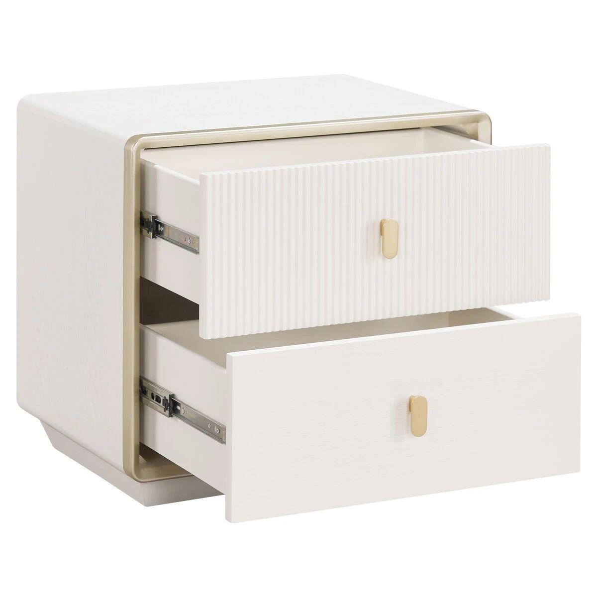 Beaumonde Home Dorsino Ivory Wood Veneer Two Drawer Bedside Table