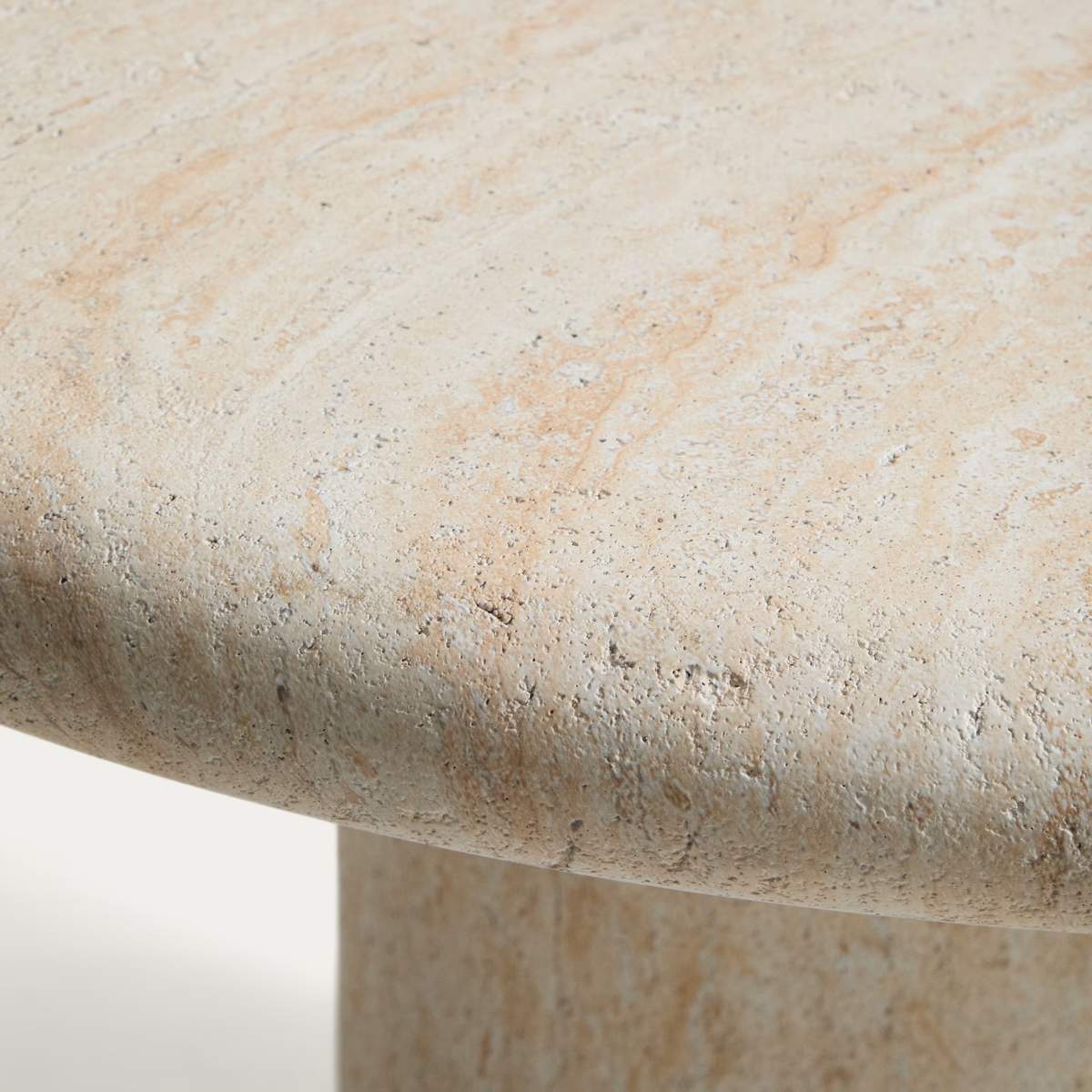 Kave Home Drasi round concrete table with travertine-effect finish Ø122cm