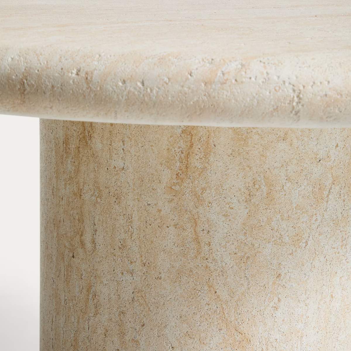 Kave Home Drasi round concrete table with travertine-effect finish Ø122cm