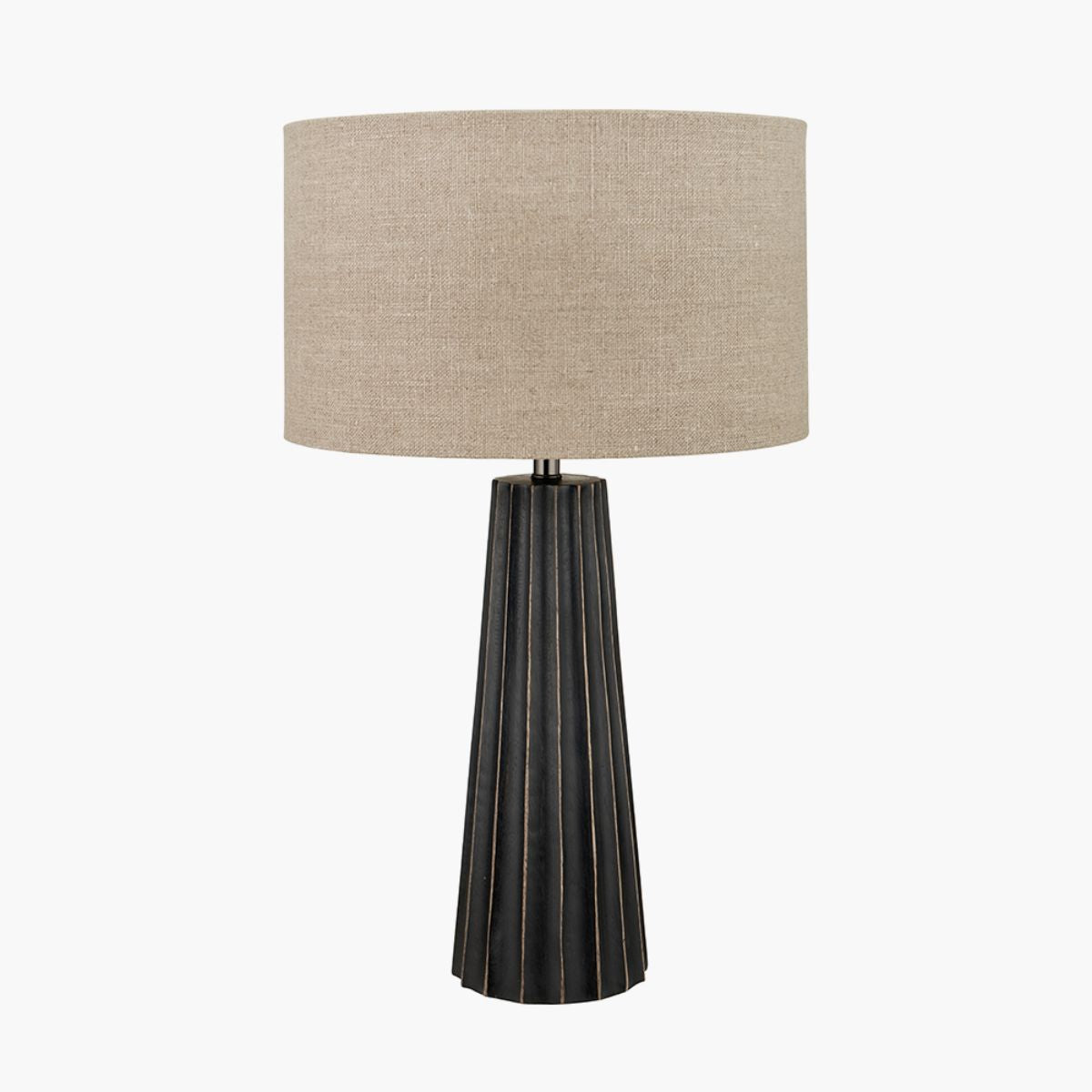 Pacific Lifestyle Draydon Black Wash Mango Wood Textured Cone Table Lamp