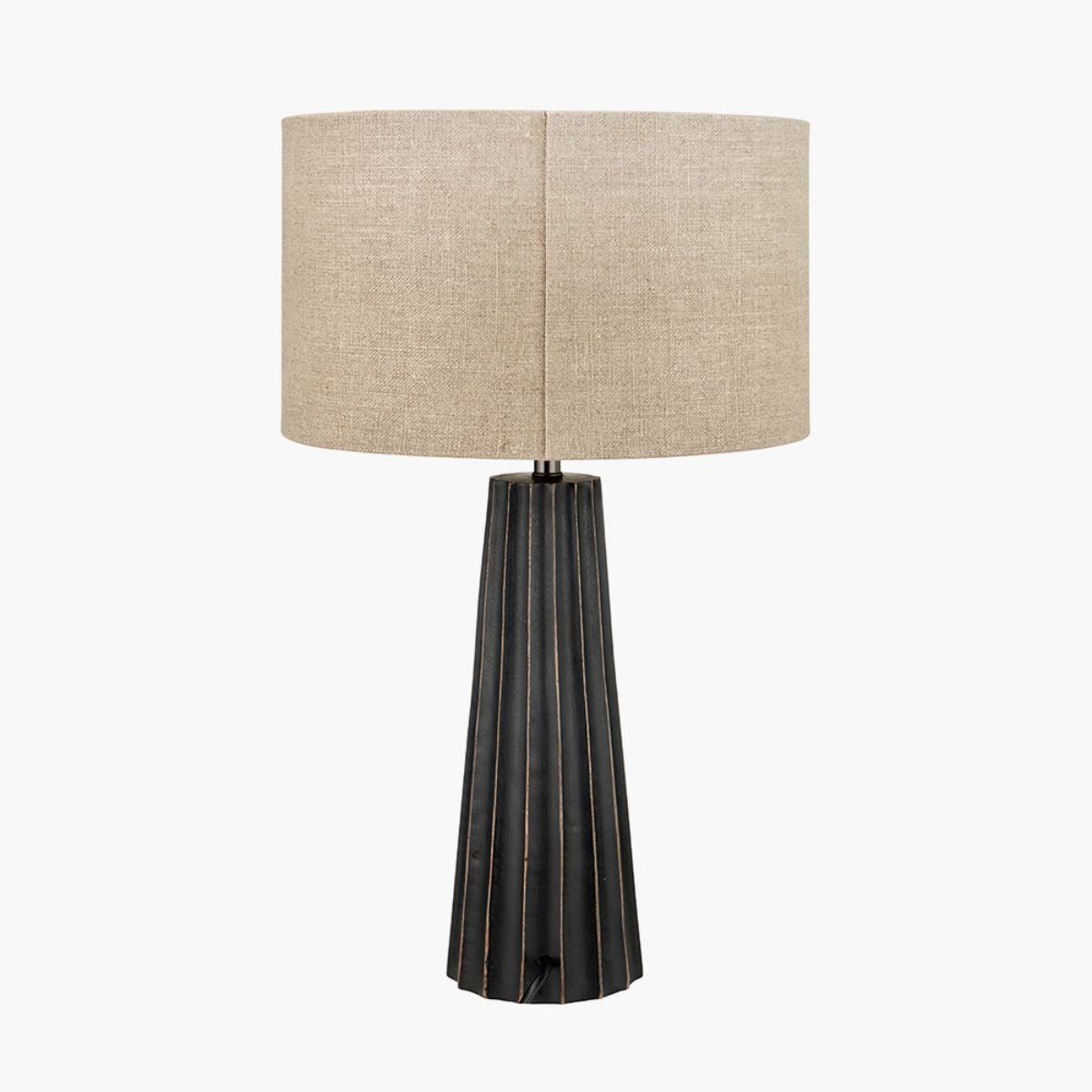 Pacific Lifestyle Draydon Black Wash Mango Wood Textured Cone Table Lamp