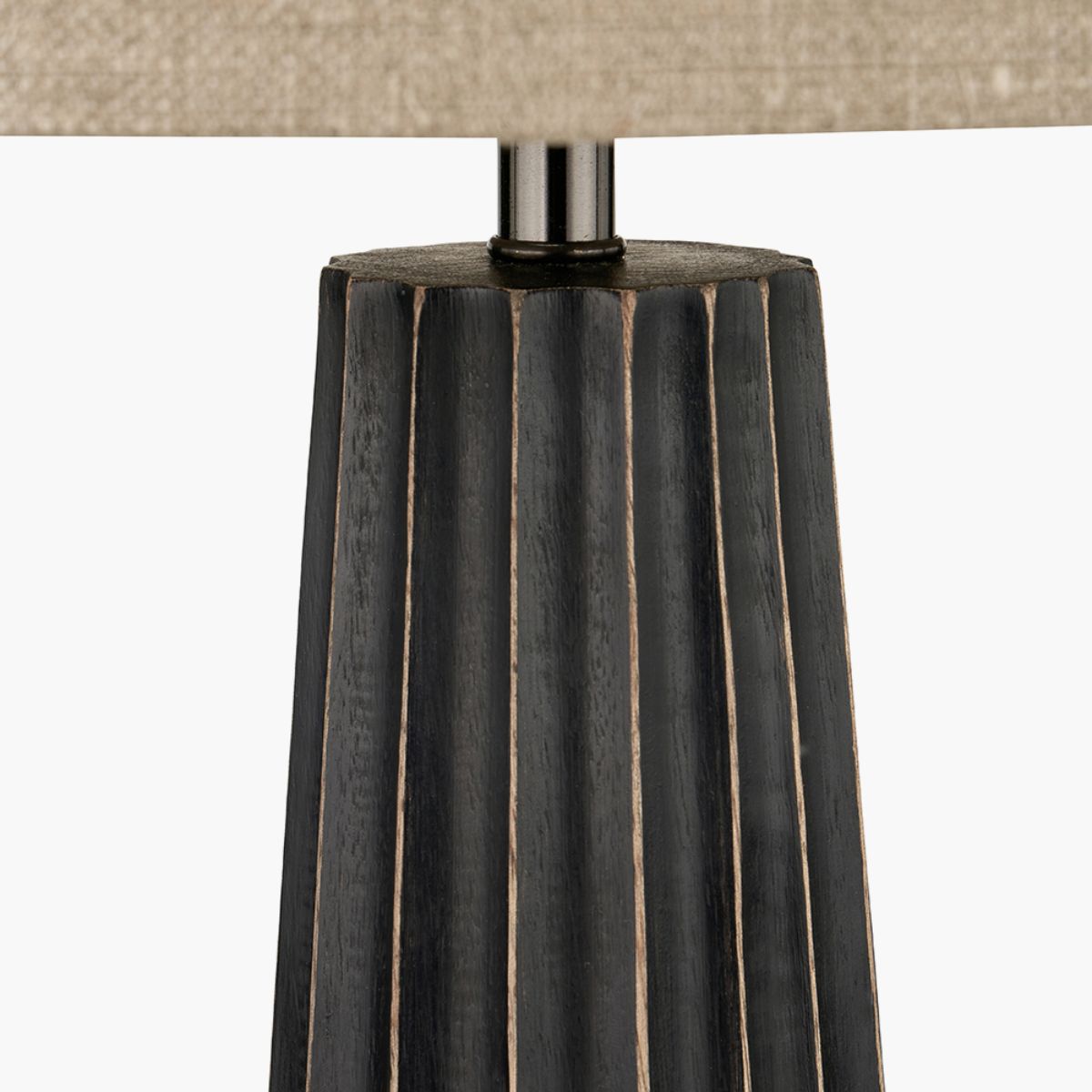 Pacific Lifestyle Draydon Black Wash Mango Wood Textured Cone Table Lamp