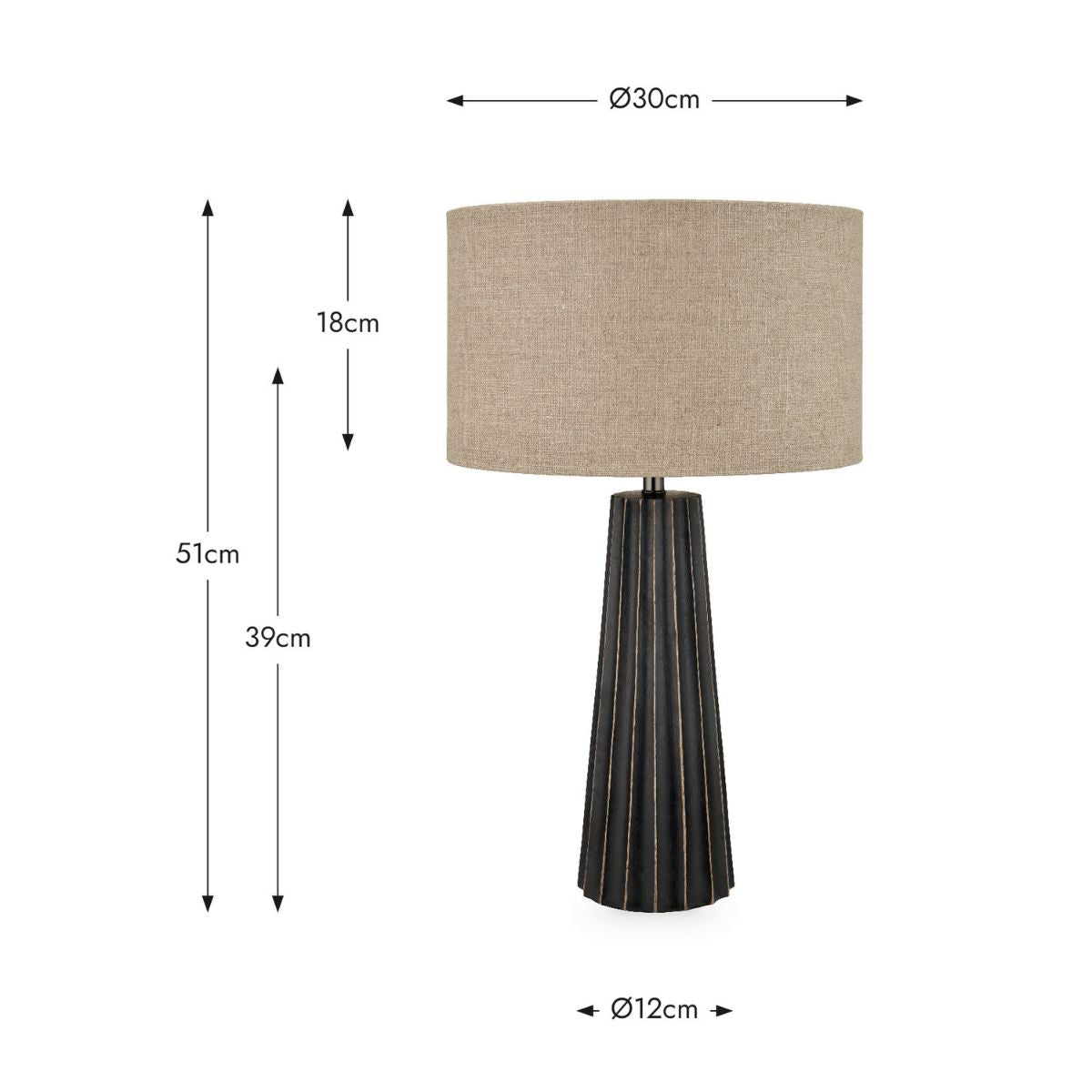 Pacific Lifestyle Draydon Black Wash Mango Wood Textured Cone Table Lamp