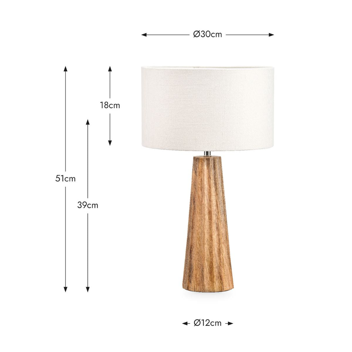 Pacific Lifestyle Draydon Natural Mango Wood Textured Cone Table Lamp