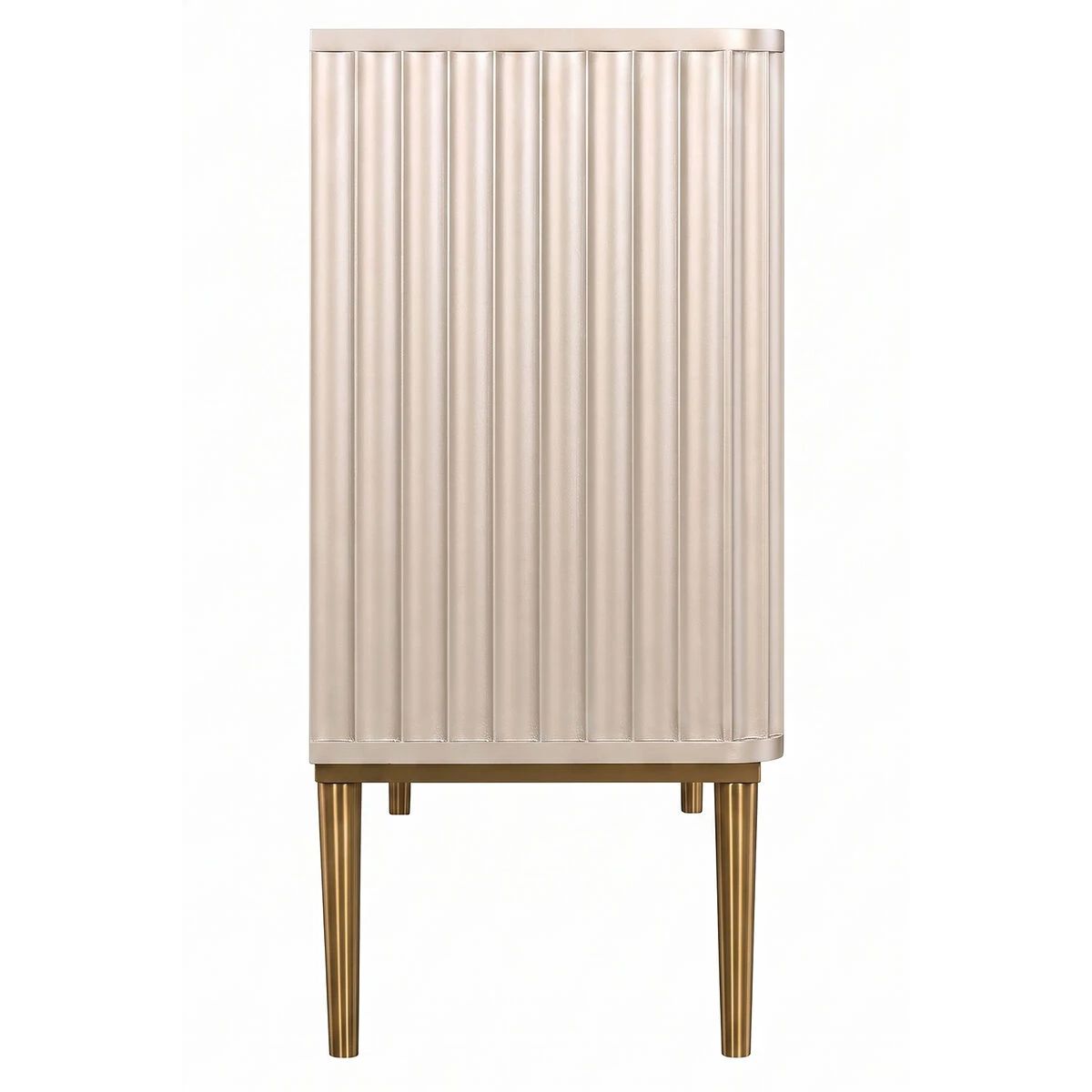Beaumonde Home Dusino Champagne Gold Finish Three Door Flute Detail Sideboard