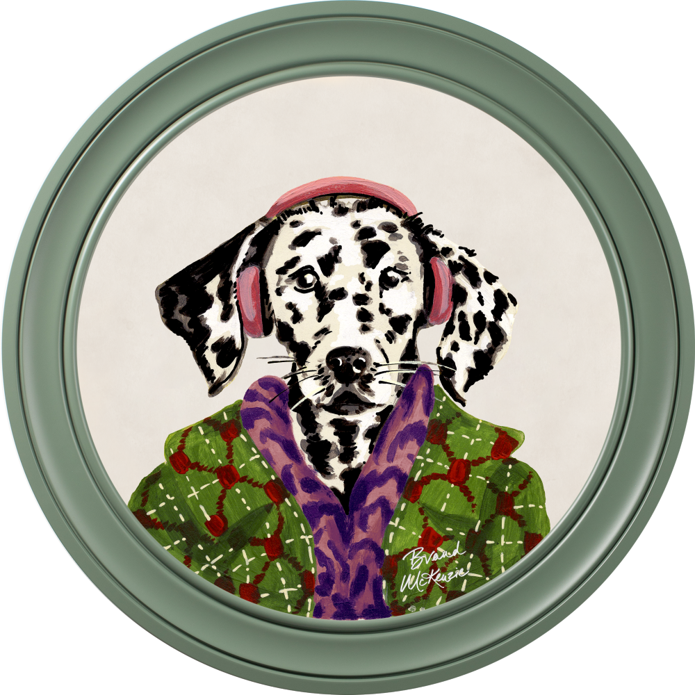 Brand McKenzie Fine China Dylan Framed Round Art Print with Chalk White Background