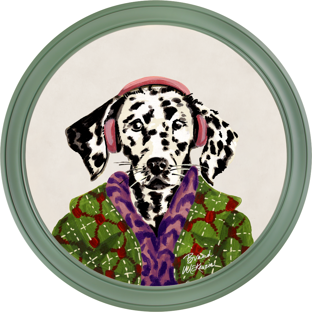 Brand McKenzie Fine China Dylan Framed Round Art Print with Chalk White Background