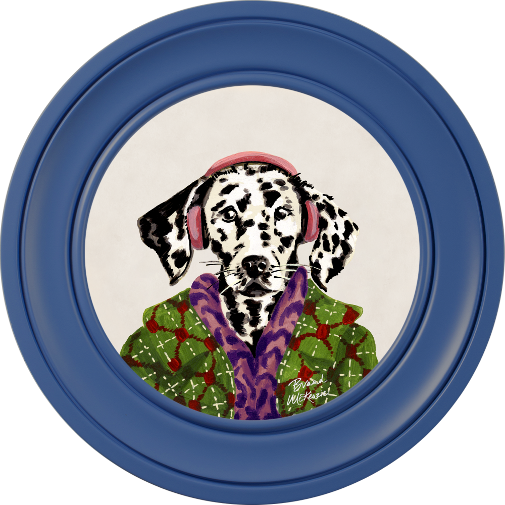 Brand McKenzie Fine China Dylan Framed Round Art Print with Chalk White Background