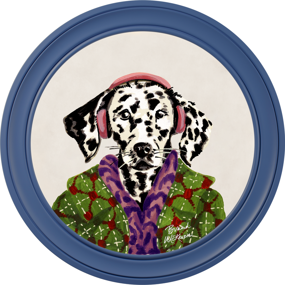 Brand McKenzie Fine China Dylan Framed Round Art Print with Chalk White Background