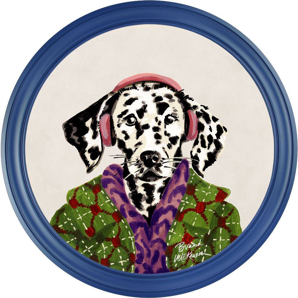 Brand McKenzie Fine China Dylan Framed Round Art Print with Chalk White Background
