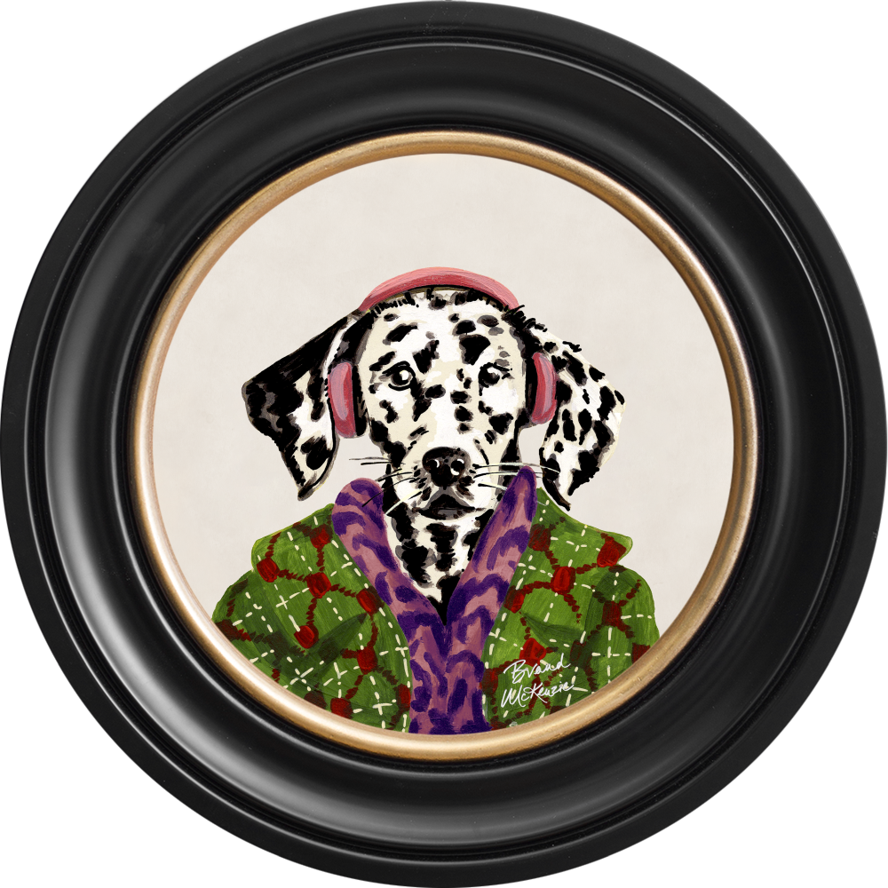 Brand McKenzie Fine China Dylan Framed Round Art Print with Chalk White Background