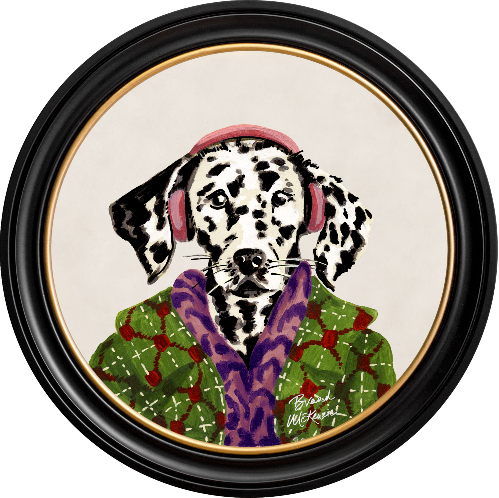 Brand McKenzie Fine China Dylan Framed Round Art Print with Chalk White Background