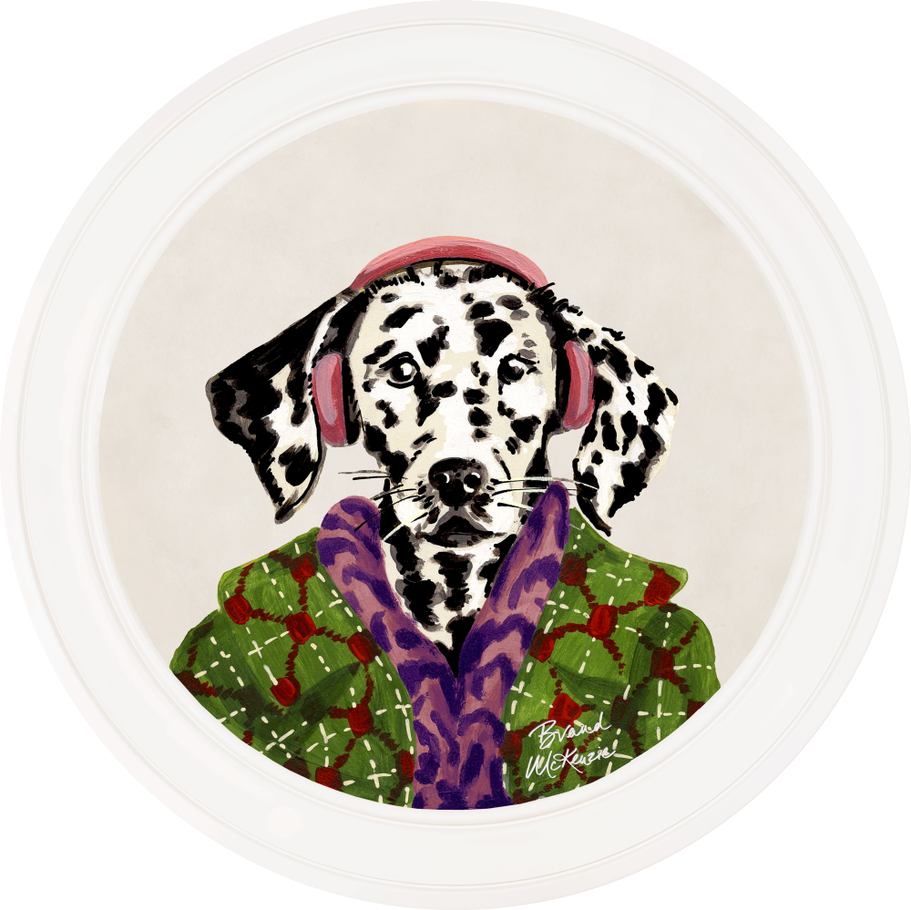 Brand McKenzie Fine China Dylan Framed Round Art Print with Chalk White Background