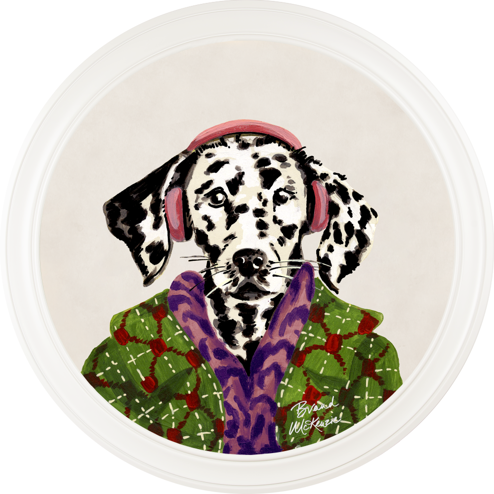 Brand McKenzie Fine China Dylan Framed Round Art Print with Chalk White Background