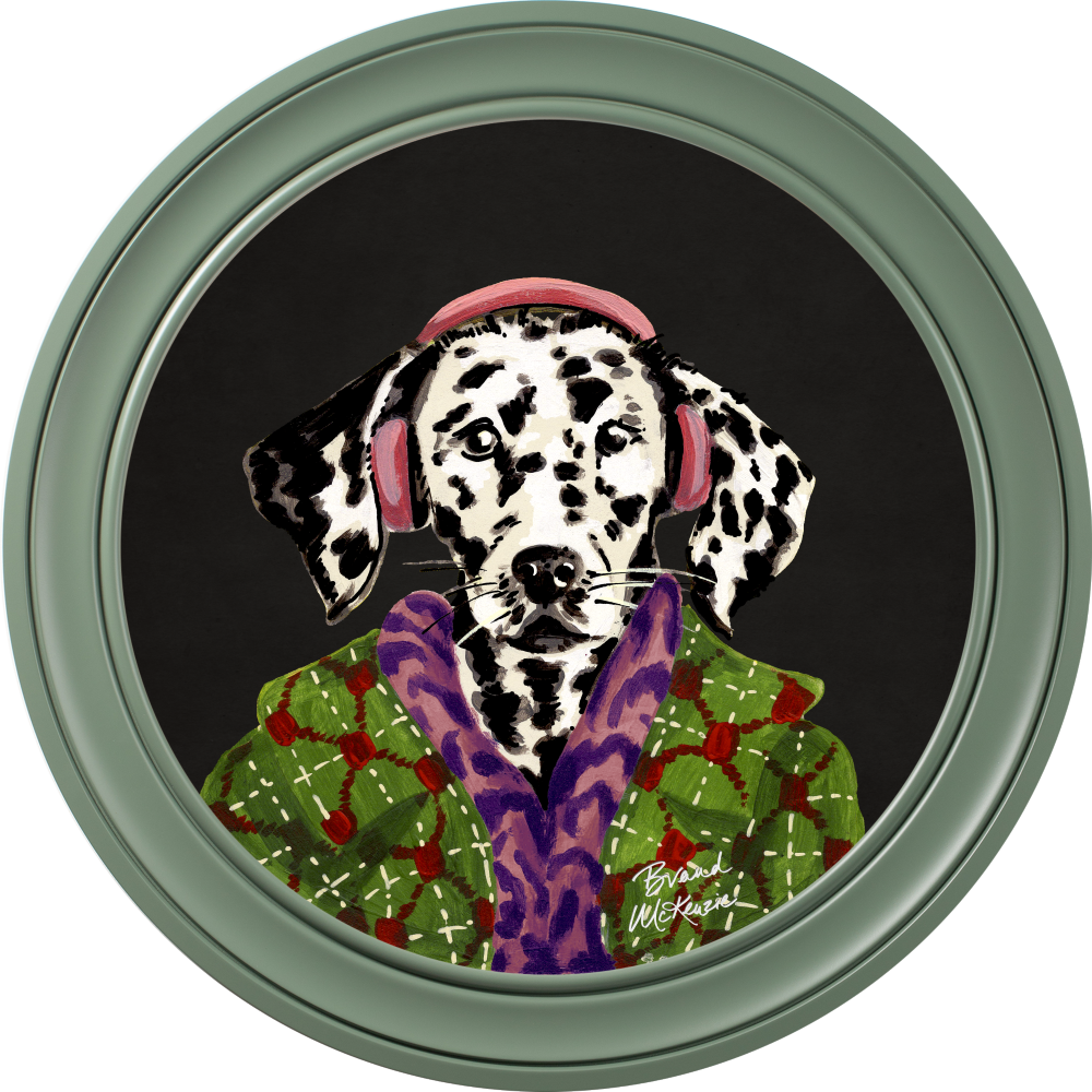 Brand McKenzie Fine China Dylan Framed Round Art Print with Charcoal Black Background