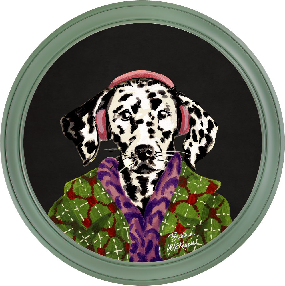 Brand McKenzie Fine China Dylan Framed Round Art Print with Charcoal Black Background