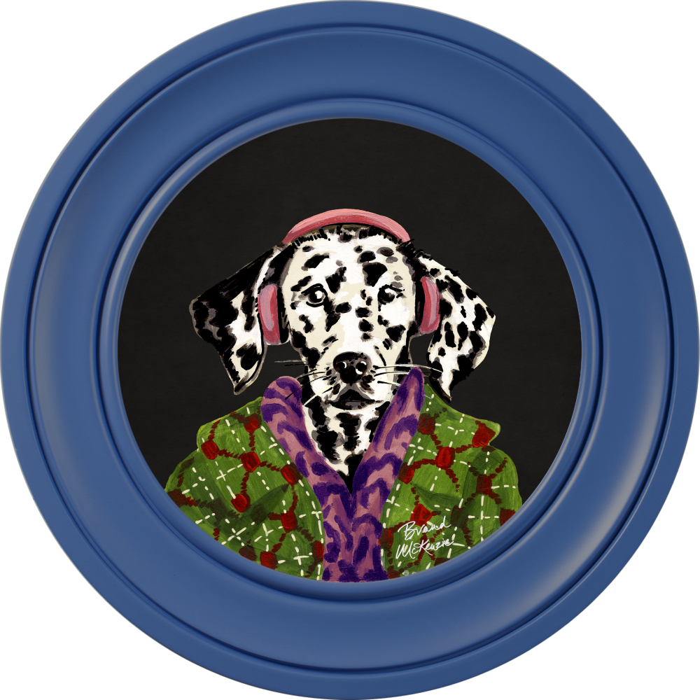 Brand McKenzie Fine China Dylan Framed Round Art Print with Charcoal Black Background