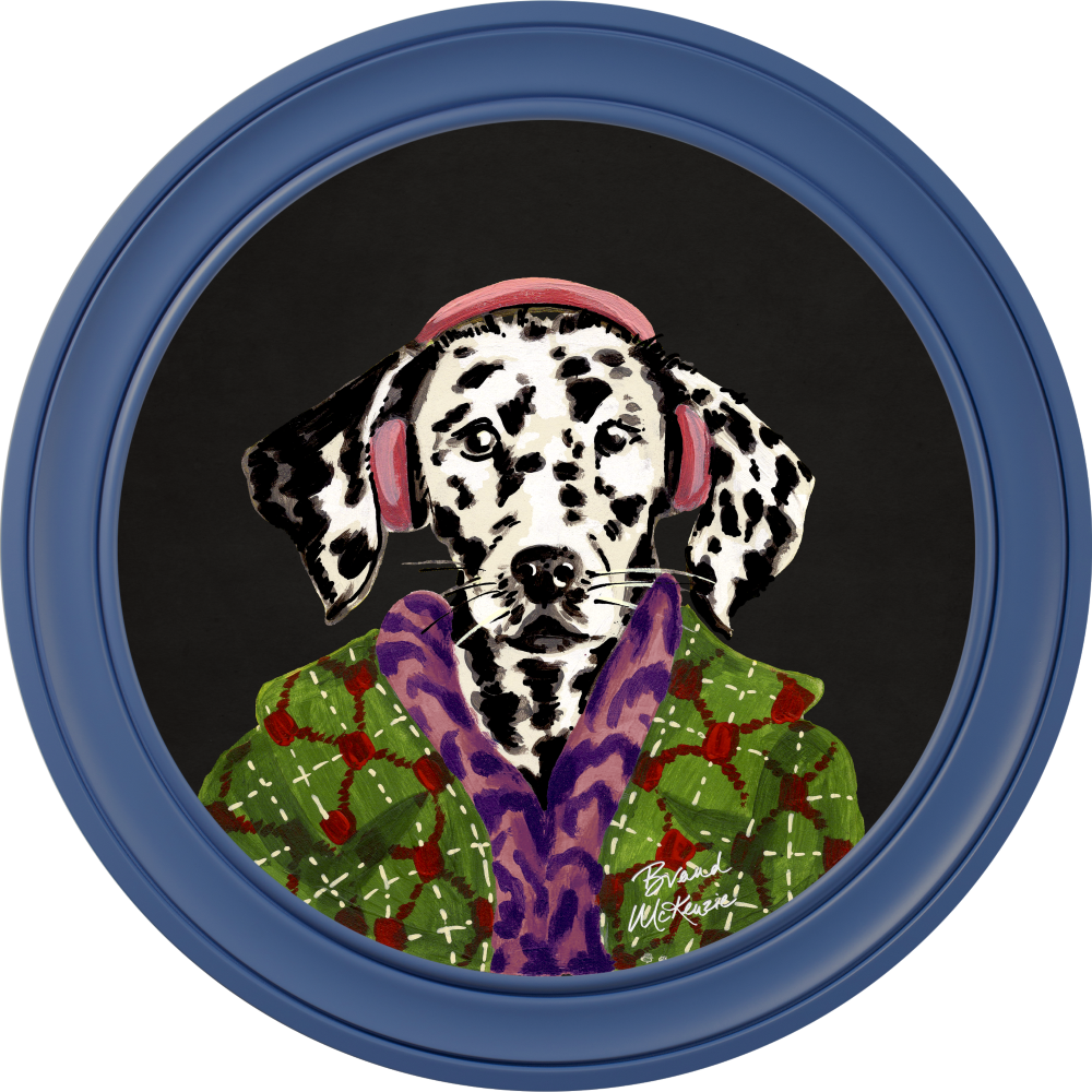 Brand McKenzie Fine China Dylan Framed Round Art Print with Charcoal Black Background