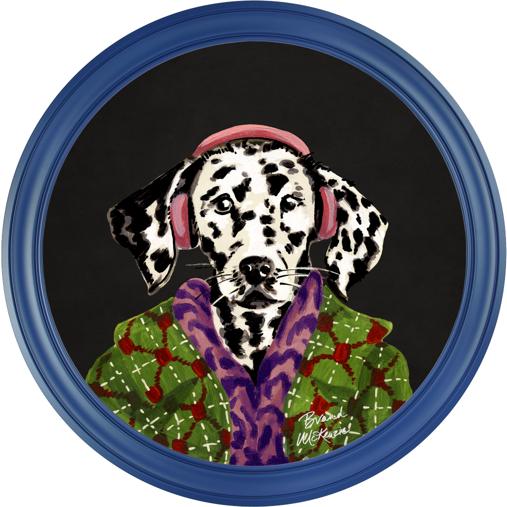 Brand McKenzie Fine China Dylan Framed Round Art Print with Charcoal Black Background