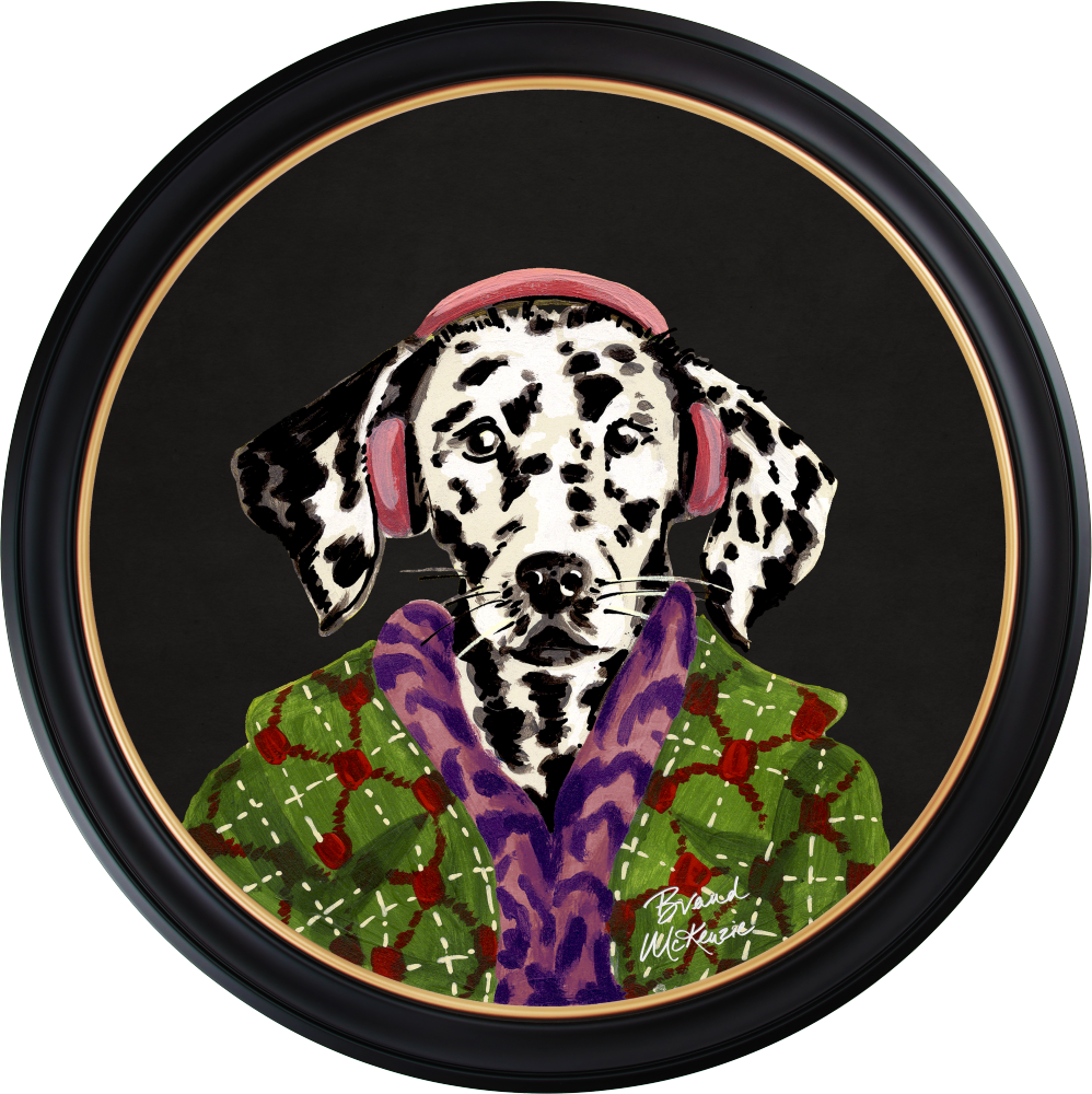 Brand McKenzie Fine China Dylan Framed Round Art Print with Charcoal Black Background